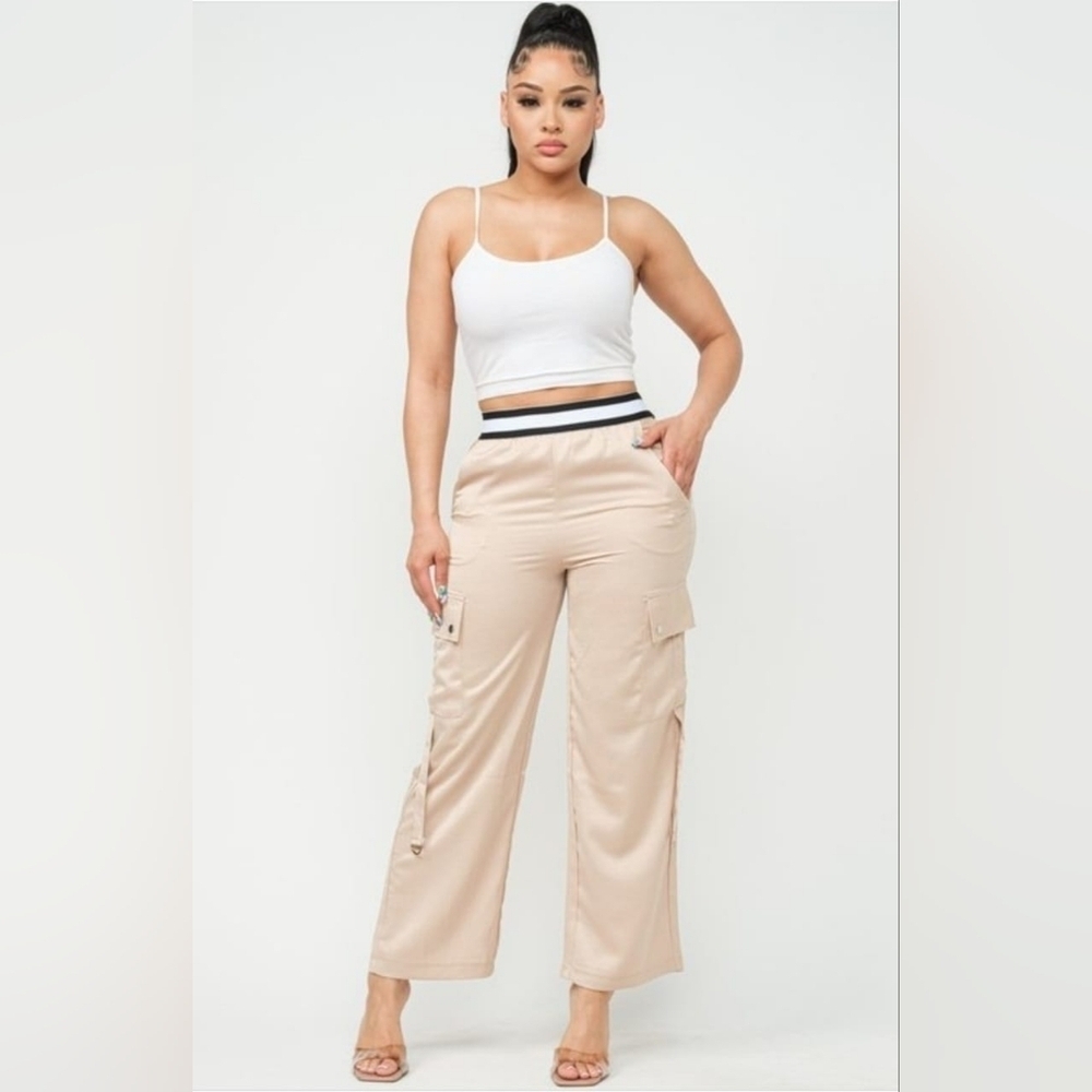 Women's Cargo Dress Pants Size S, M, L Cream